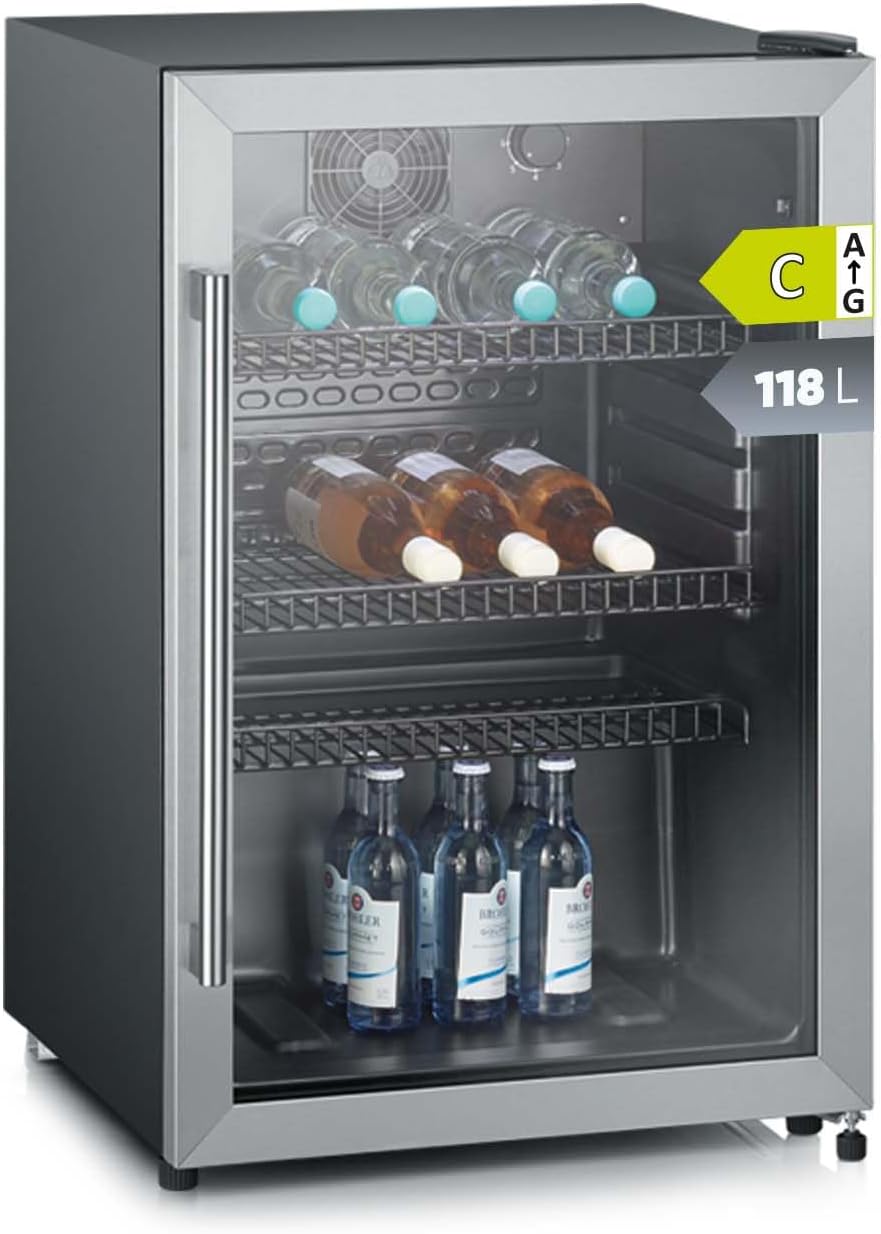 Severin Flaschenkühlschrank, Falschenkühlschrank, 118 l, 0,33 l, LED-Beleuchtung