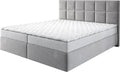 DELIFE Boxspringbett Dream-Fine Mikrofaser Grau 180 × 200 cm mit Matratze und Topper, Quadratisch, Schlafzimmer, 56 cm, 3 cm, 30 °C, 26 kg