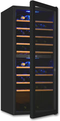 Exquisit Weinkühlschrank 2 Zonen - Weintemperierschrank für 114 Flaschen, Umluftventilator, Weinklimaschrank, 120 cm, 110,0 cm, 57,5 cm, 156,00 kWh