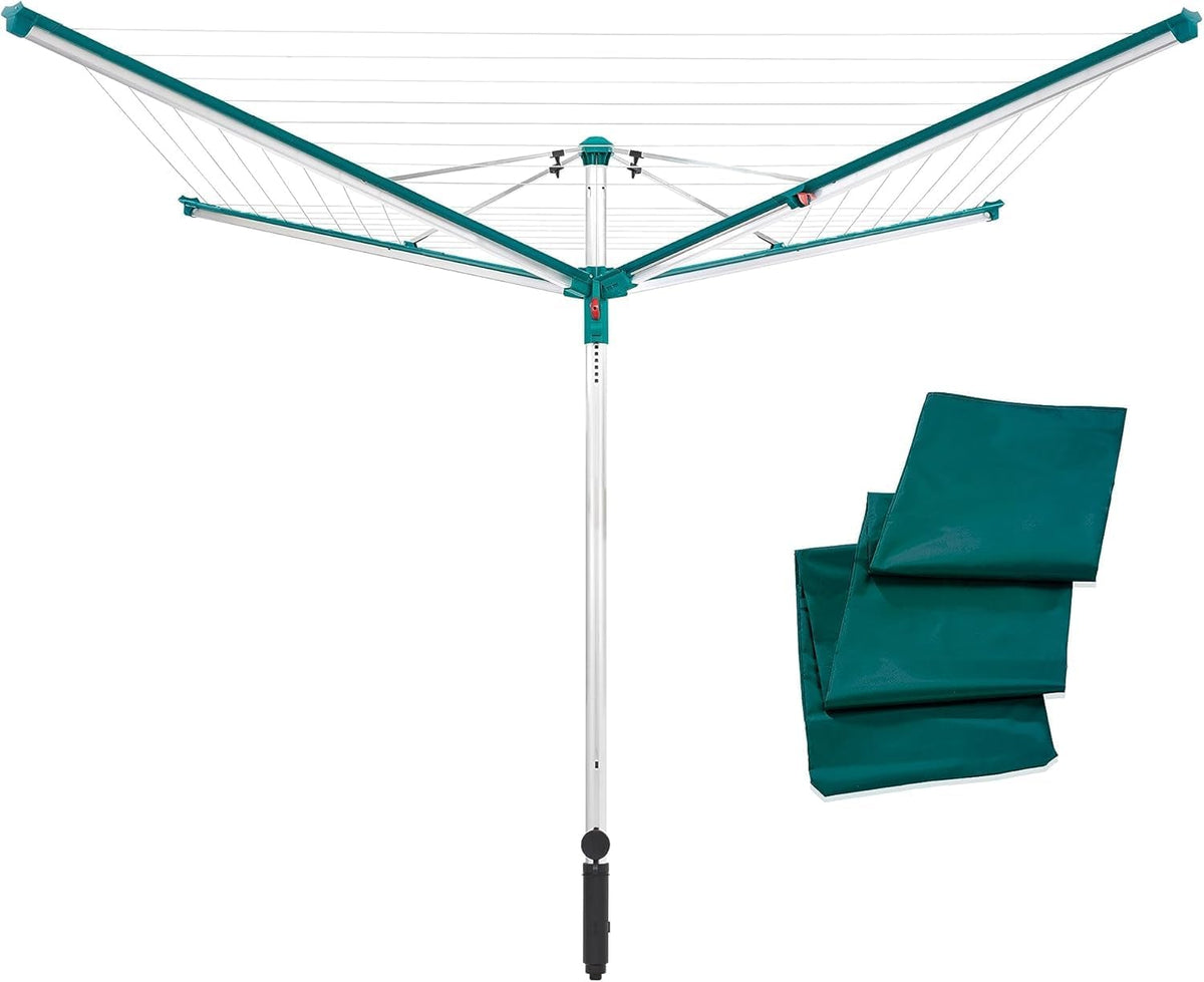 Leifheit Wäschespinne Linomatic 500 Deluxe Cover mit Leineneinzug für saubere Wäsche, Wäschetrockner, 50 m, 2,03 m