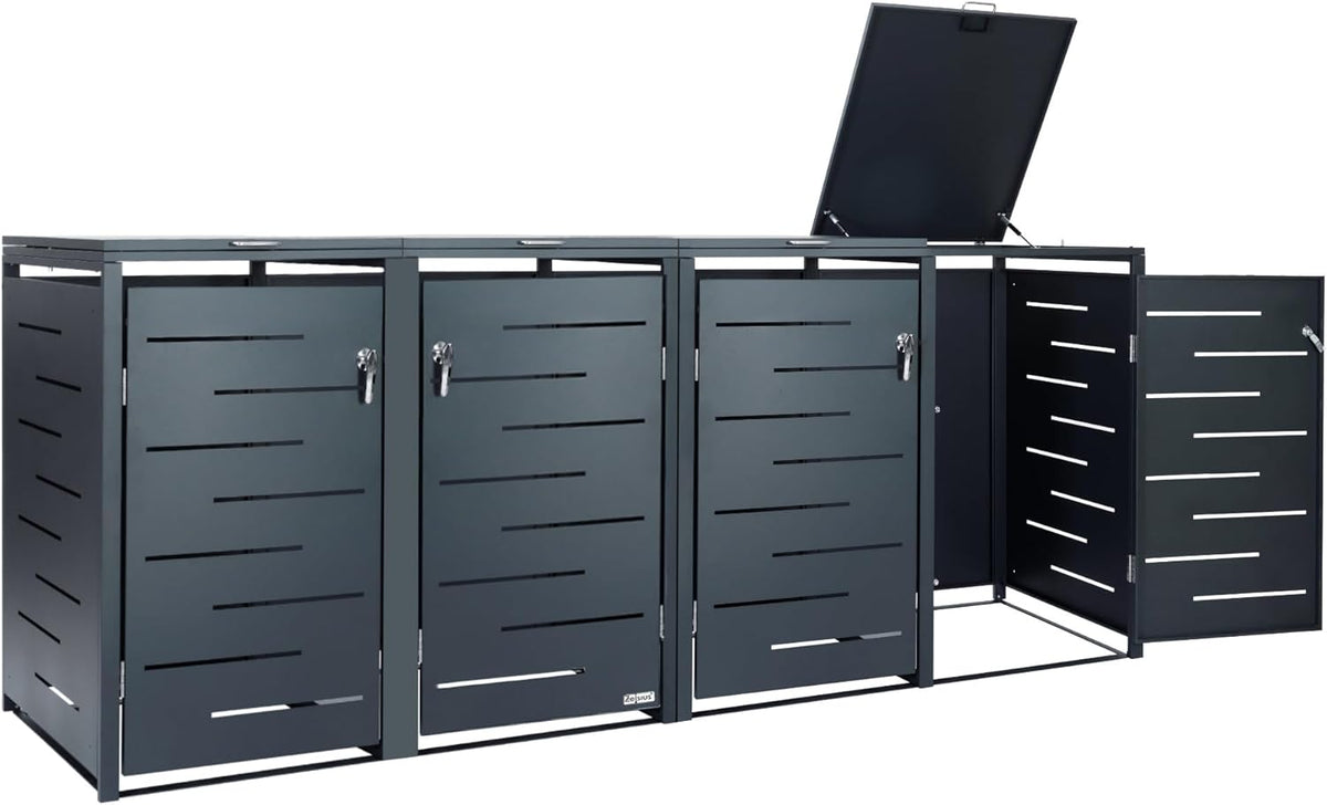Zelsius Edelstahl Mülltonnenbox 4 Tonnen, PRAKTISCH, Automatisch, 11 cm