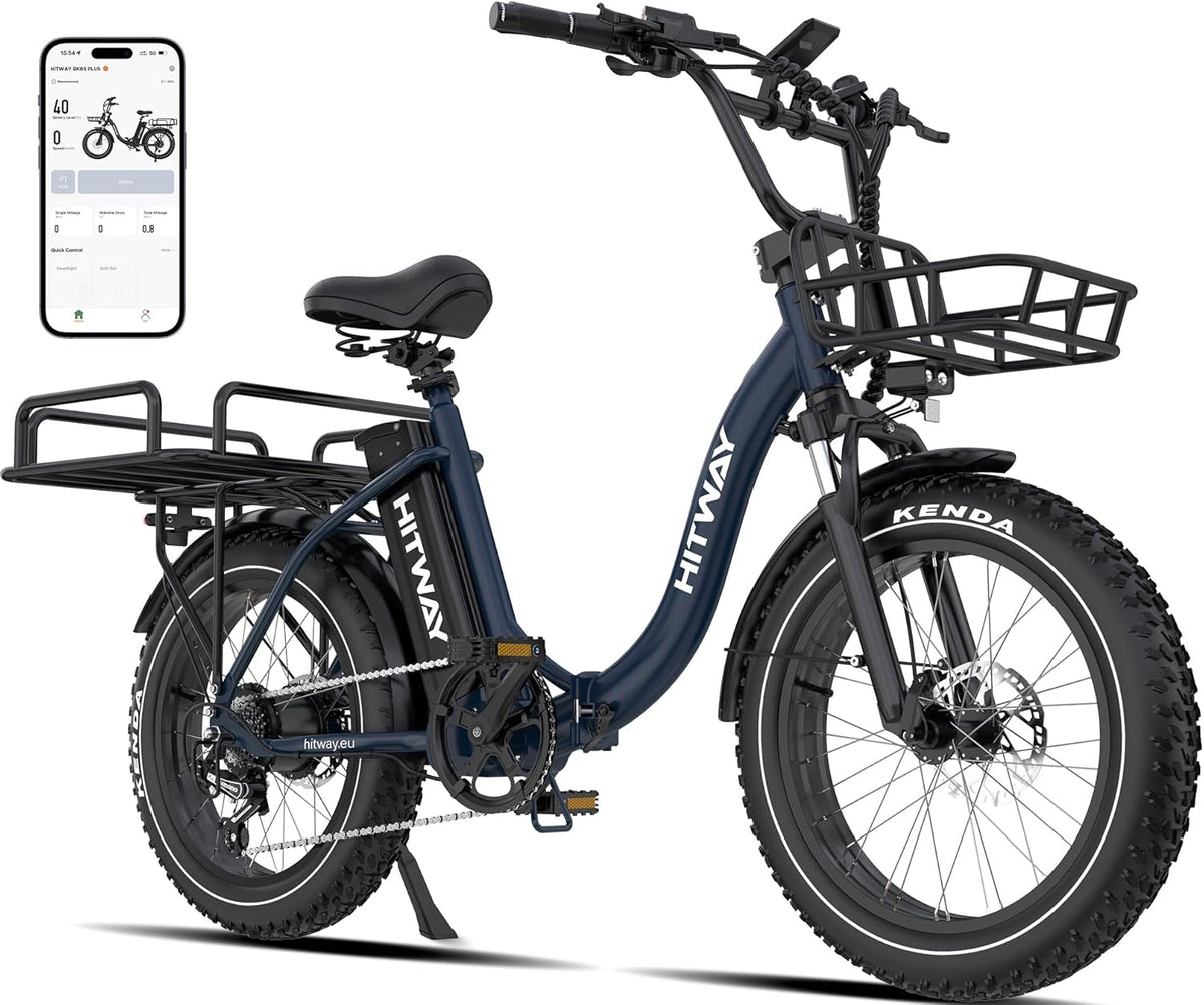 HITWAY BK6S Plus E-Bike mit 48 V 27 Ah Akku und 110-150km Reichweite, City-Elektrofahrrad, 250 W, 25 km/h, 6 km/h, 4.0 Zoll, IP54