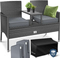 KESSER Polyrattan Gartenbank mit Tisch, Optisch, Campingstuhl