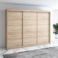 A&J MöbelLand Mero Schwebetürenschrank 200 cm, Kleiderschrank, Schlafzimmer, 16 mm, Schwarz