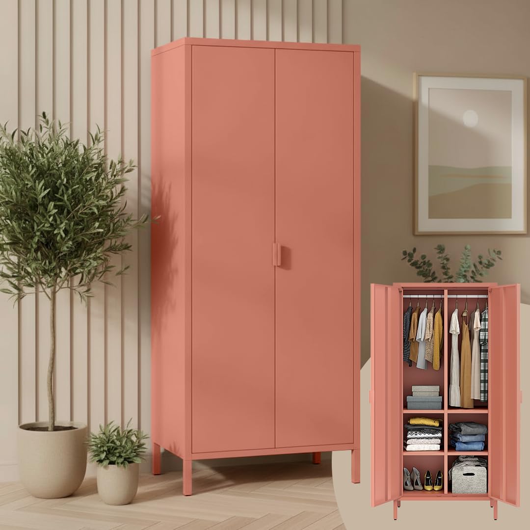 Skølm Ituri Metallschrank Terrakotta, Kleiderschrank, Garderobenschrank, Büro, 80 cm